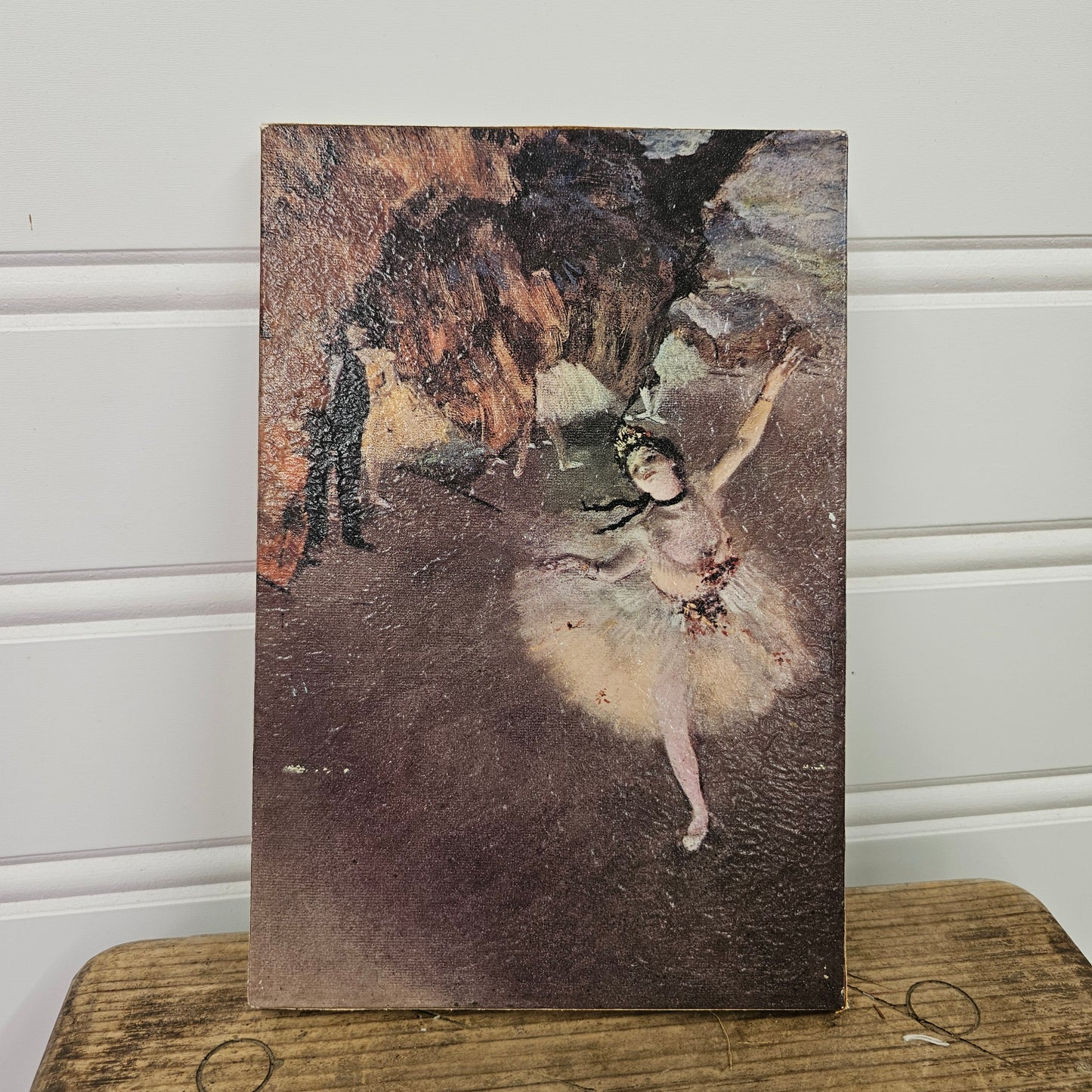Impressionist Ballerina Painting on Canvas, Edgar Degas 10" x 7"