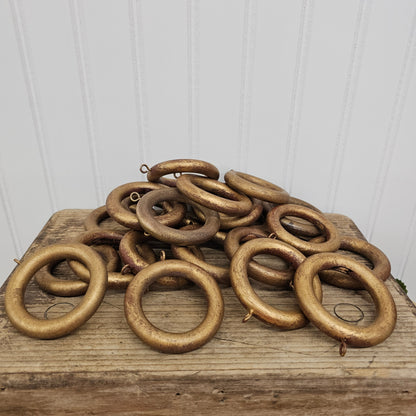 22 wooden gold curtain rings