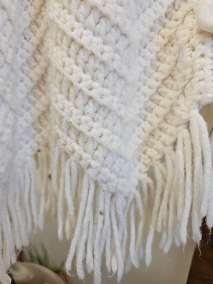Crochet Cream White Poncho/Cape, Missing a Button
