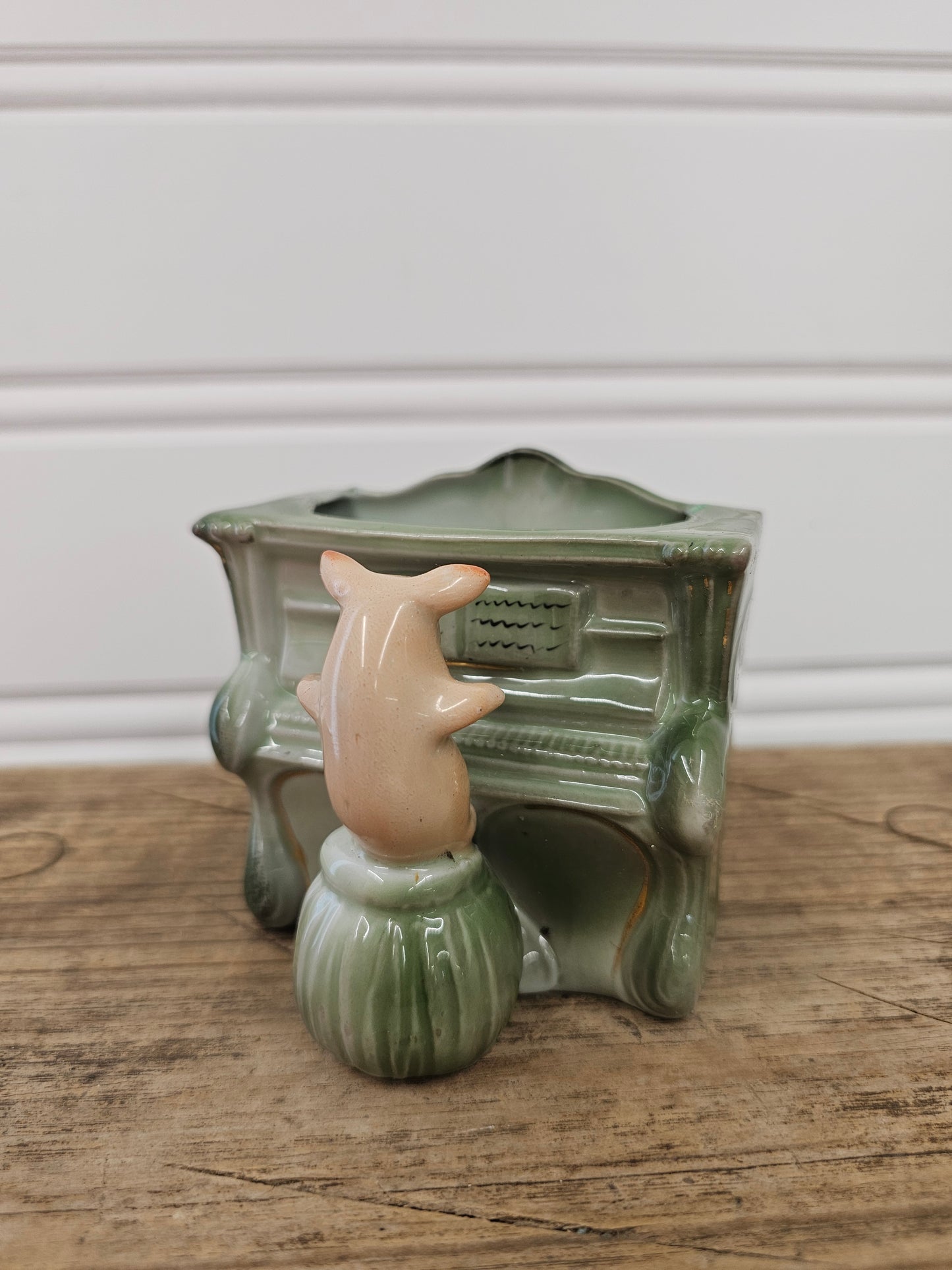 Antique German Porcelain Pig Playing the Piano Figurine