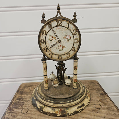 vintage west German 400 day Anniversary clock Metal Clock, brass & enamel - as is