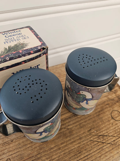 Winter Geese Tin S & P Shakers