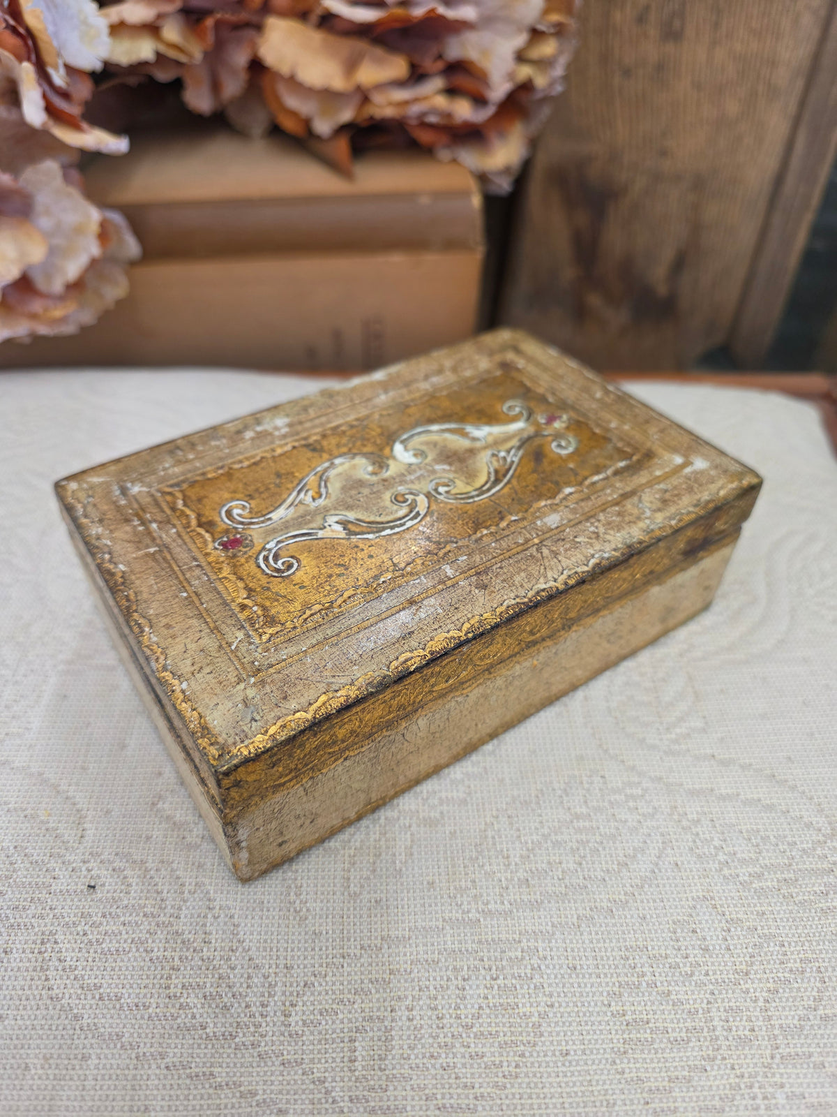 Vintage Italian Florentine Gold Trinket Box