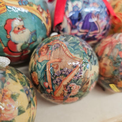 Set of 7 paper mache ornaments