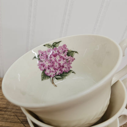 3 Theodore haviland new york porcelain teacups - lilac hydrangea