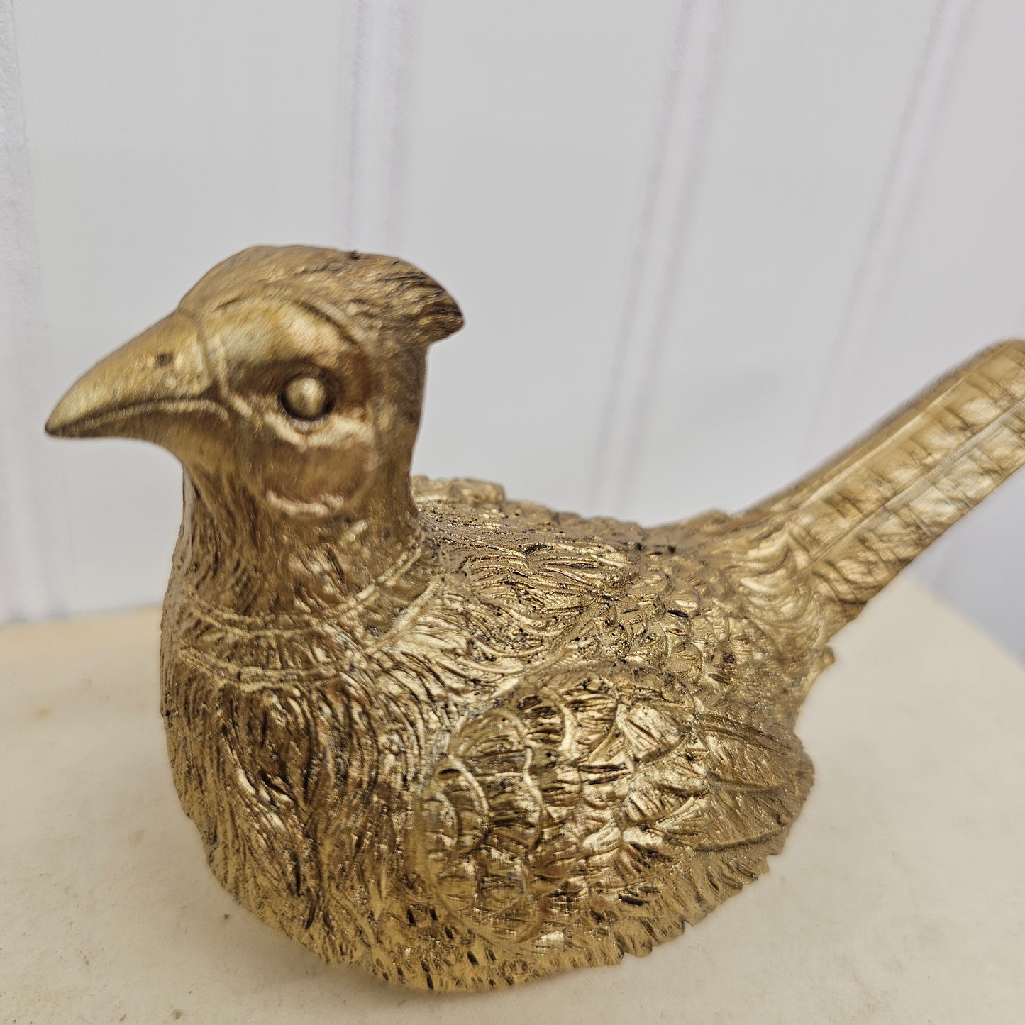 Gold pheasant bird figurine - not brass