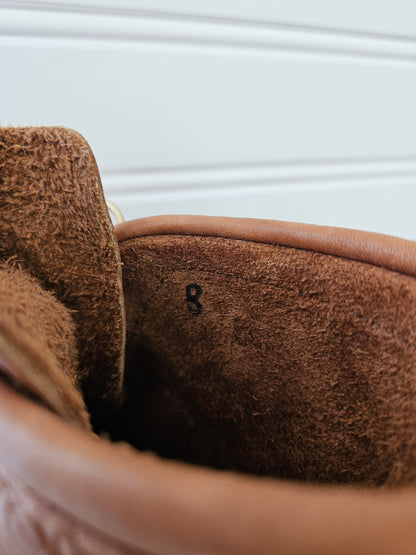 Men's Brown Leather handmade Moccasin Boots, Written 8 Inside