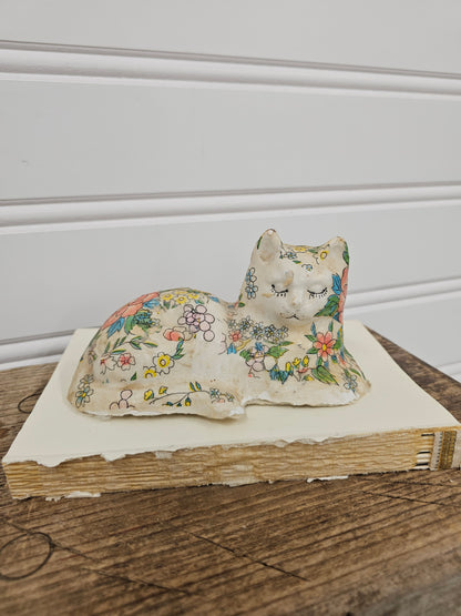 vintage decoupage floral cat