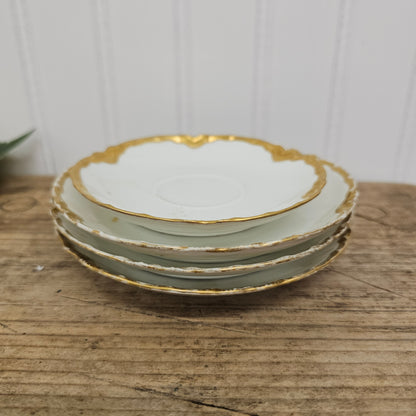 Haviland France, set of 4 saucer plates - white and gold