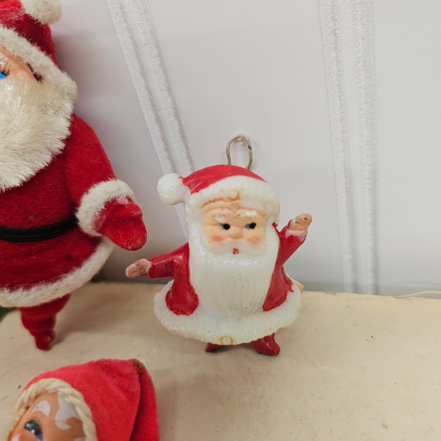 Set of 3 vintage dancing Santa figurines