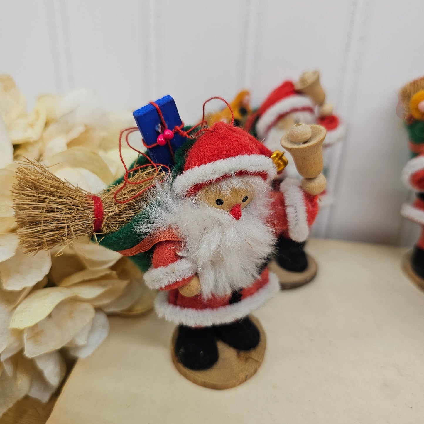 Set of 4 felt Santa ornaments- one missing bear