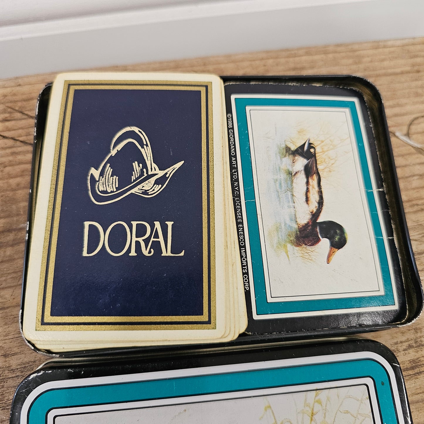 1986 Duck Metal Tin Card Holder, Enesco Hong Kong