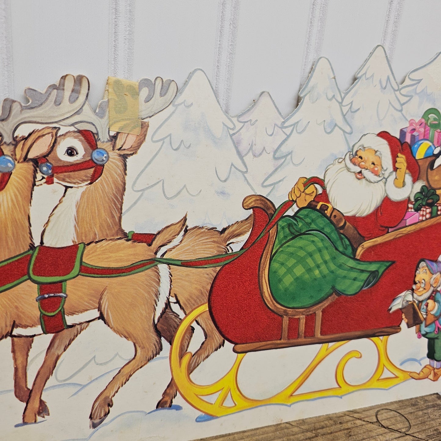 Vintage Christmas tree & Santa in sleigh die cuts