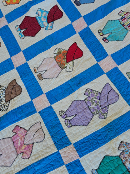 "Overall Sam" Handmade Quilt, approximately 77" x 58" - as is