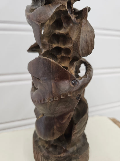unique hand carved Guayacan Wood sealife sculpture