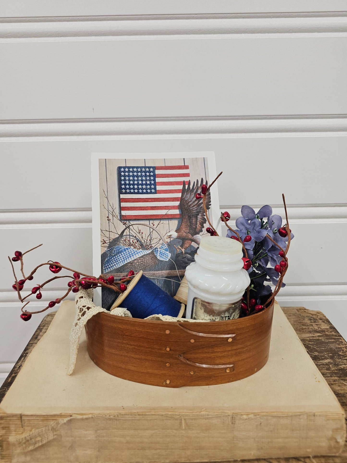 Americana Vignette in Wooden Basket