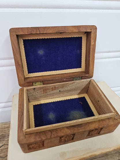 Vintage Hand Carved Wooden Box