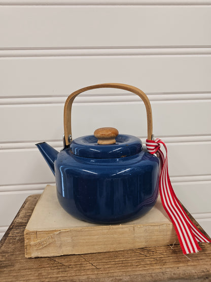 Vintage Blue Enamel Teapot