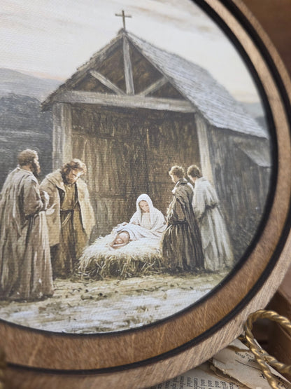 8" Round Nativity Scene Art