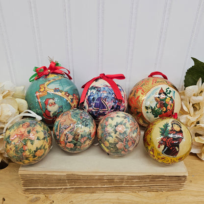 Set of 7 paper mache ornaments