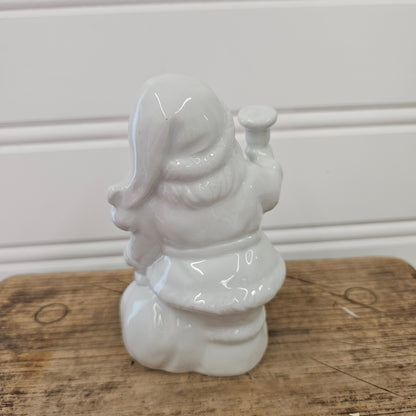 Glossy Ceramic White Santa Figurine