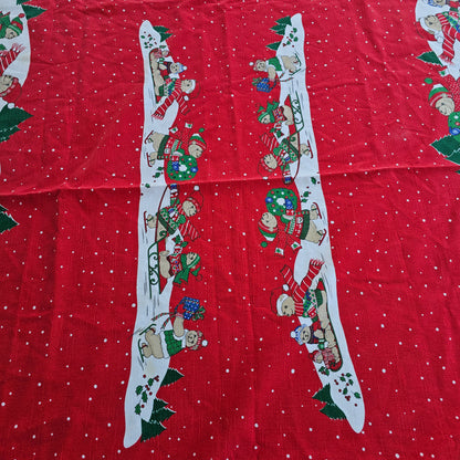 Christmas Bears Jnweave Linen Co. Tablecloth, Brazil, approx 67" x 48"