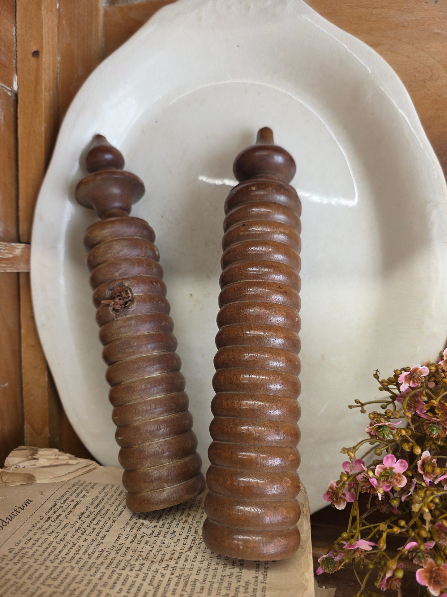 10in set of 2 wooden spindles