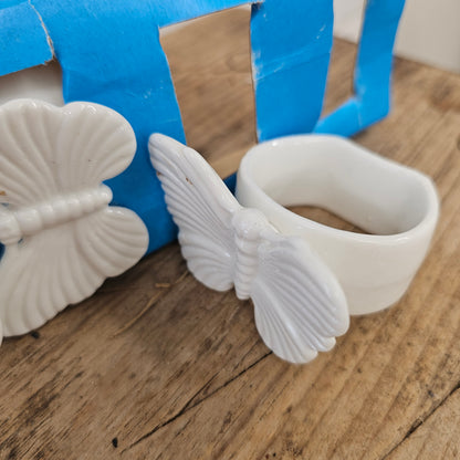 3 Butterfly Napkin Rings Bone China, Taiwan