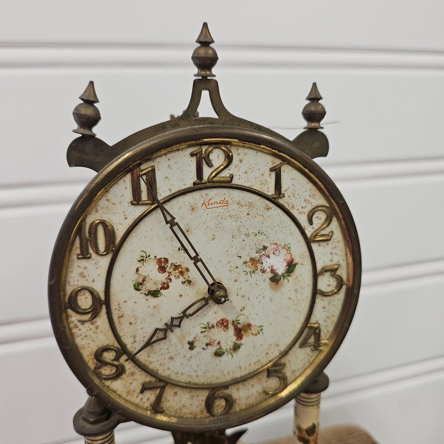 vintage west German 400 day Anniversary clock Metal Clock, brass & enamel - as is