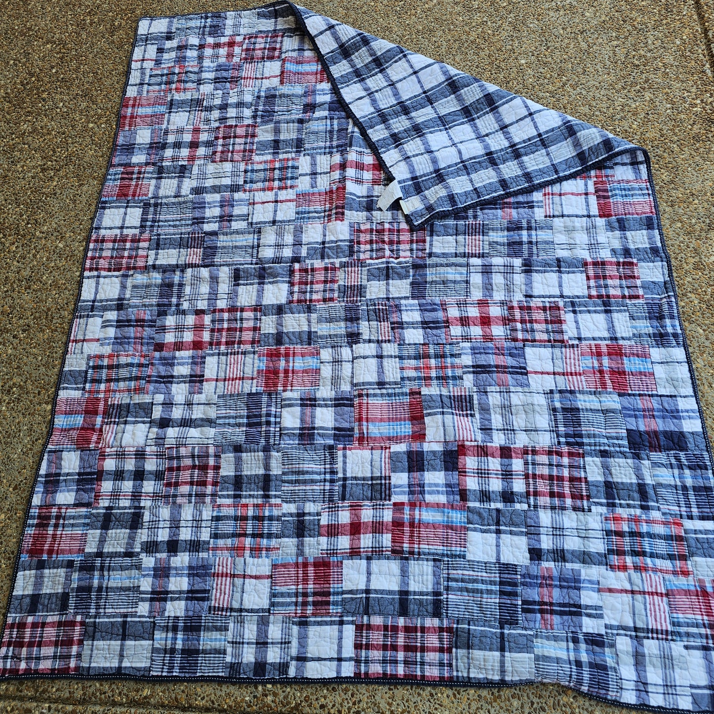 Pottery Barn Kids Quilt approx 79" x 60" red, white and blue