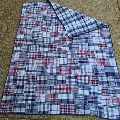 Pottery Barn Kids Quilt approx 79" x 60" red, white and blue