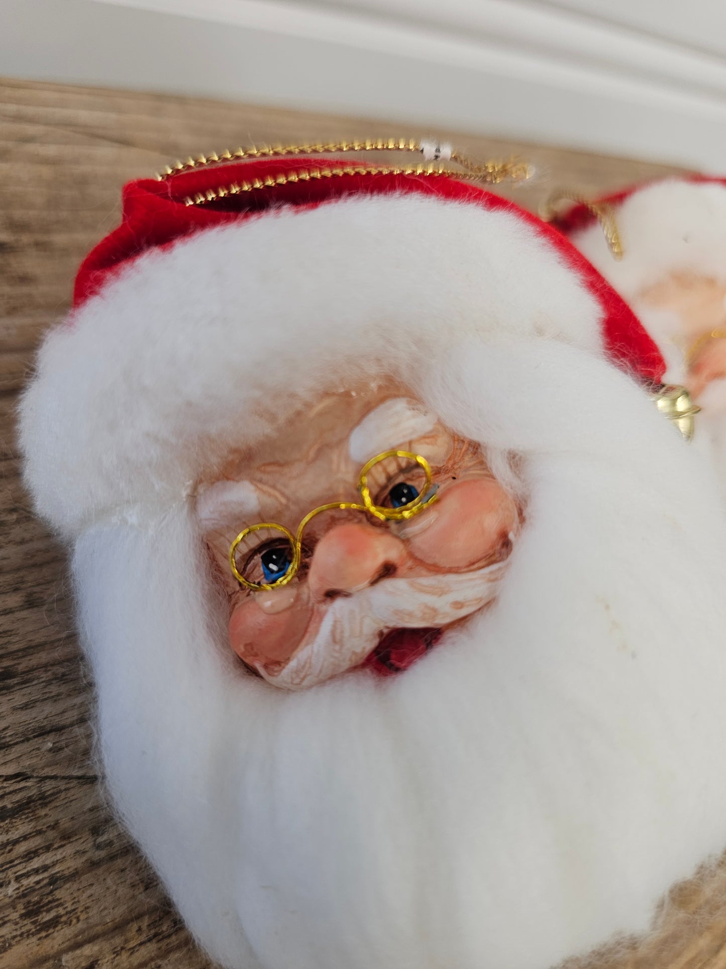 2 vintage Santa head Christmas Ornaments