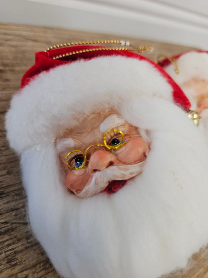 2 vintage Santa head Christmas Ornaments