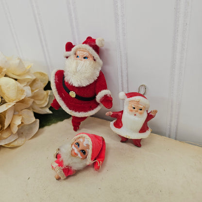 Set of 3 vintage dancing Santa figurines