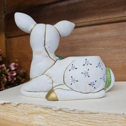 Lefton vintage patchwork porcelain deer candle holder