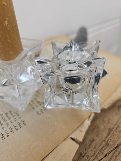 Set of 2 Avon Crystal Taper Candle Holders with candles