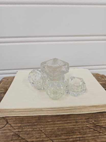 set of 5 glass salt cellars