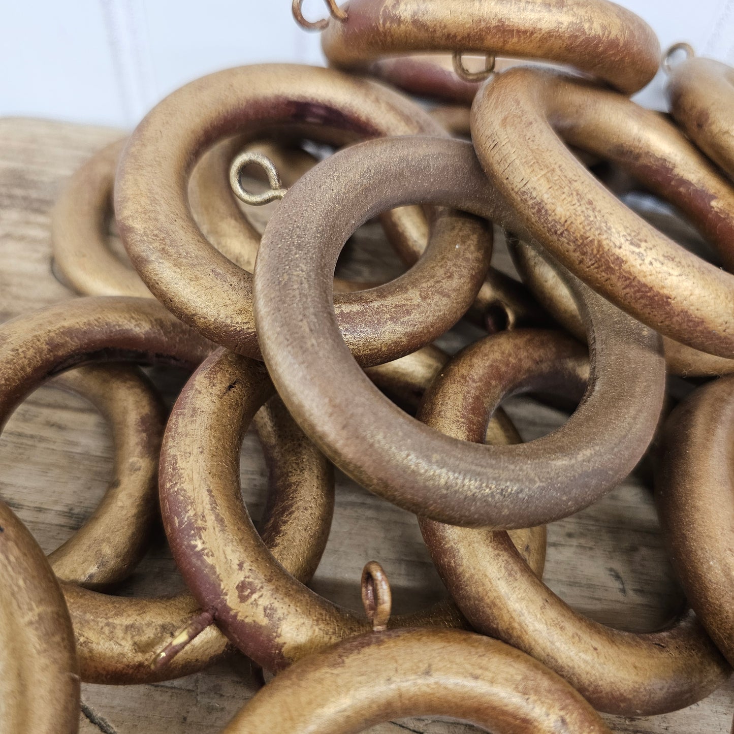 22 wooden gold curtain rings