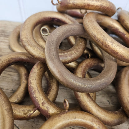 22 wooden gold curtain rings