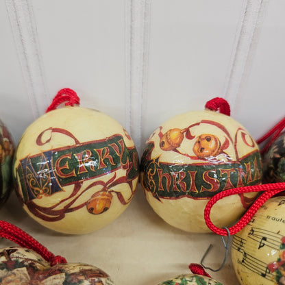 Set of 9 paper mache ornaments