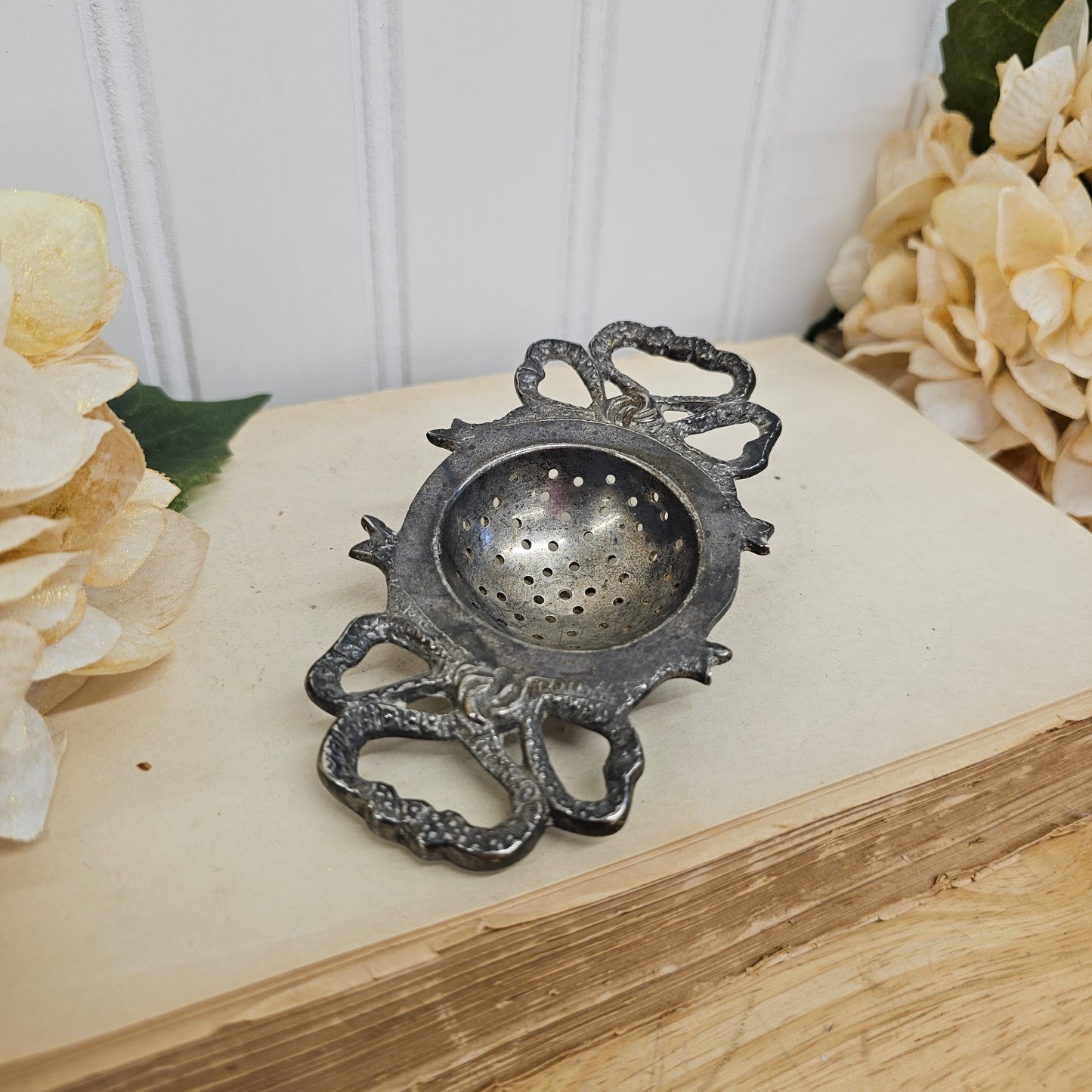 Silver Tea Strainer with bows