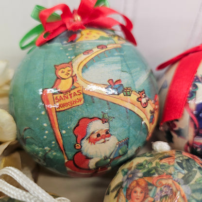 Set of 7 paper mache ornaments