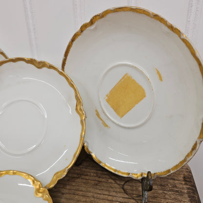 Haviland France, set of 4 saucer plates - white and gold