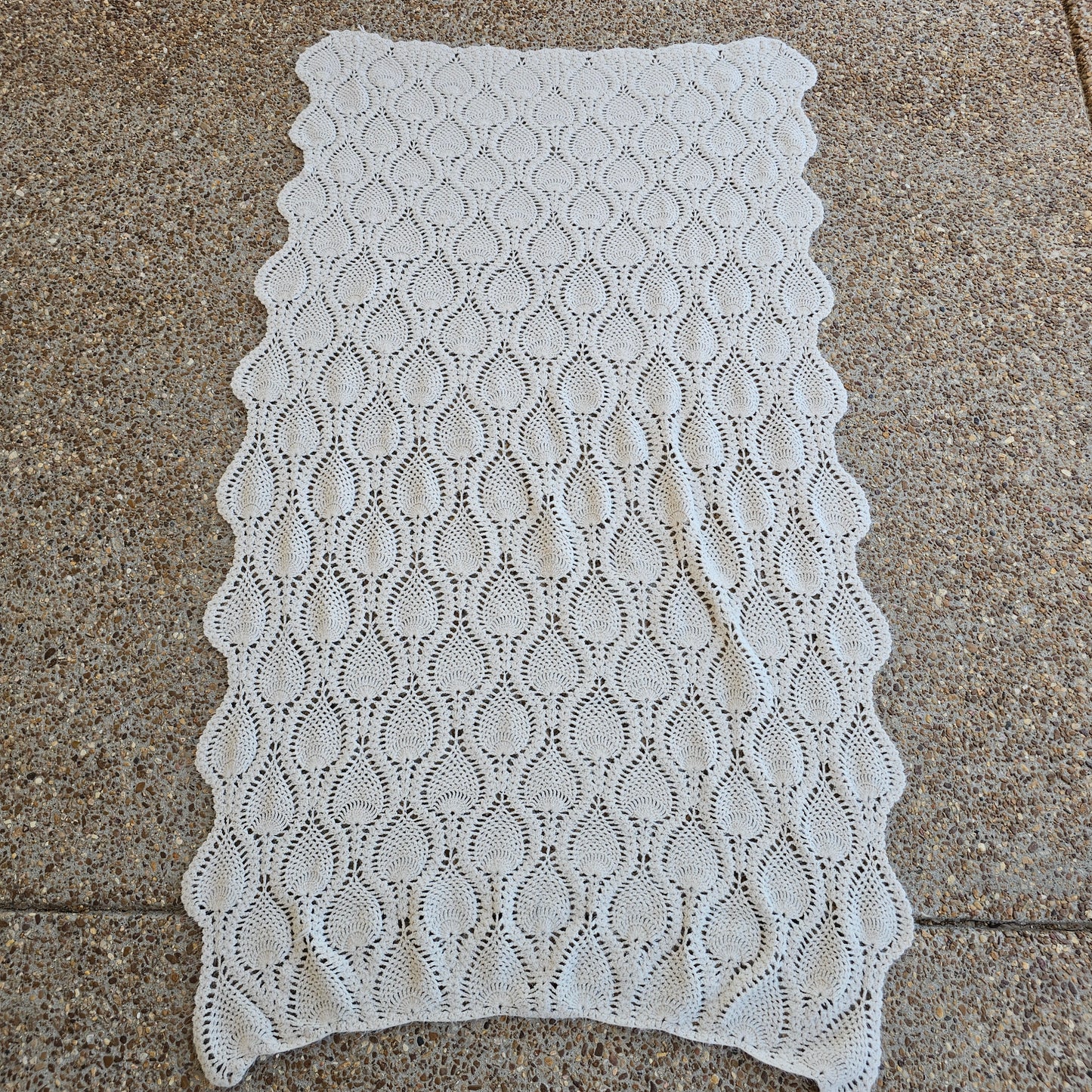 Creamy white Afghan, approx 62" x 38"