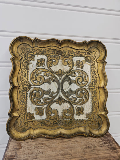 Italian Florentine Antique Gold Piece/tray, Made in Italy