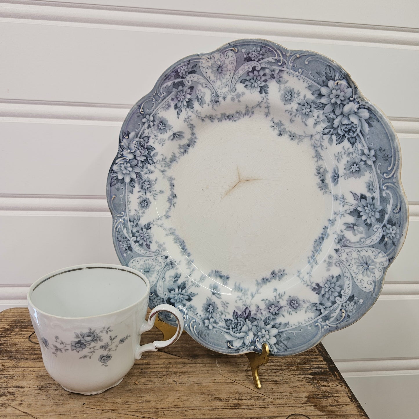 Johnson Bros, England plate (Crazed & stained) & Johann Haviland, Germany cup