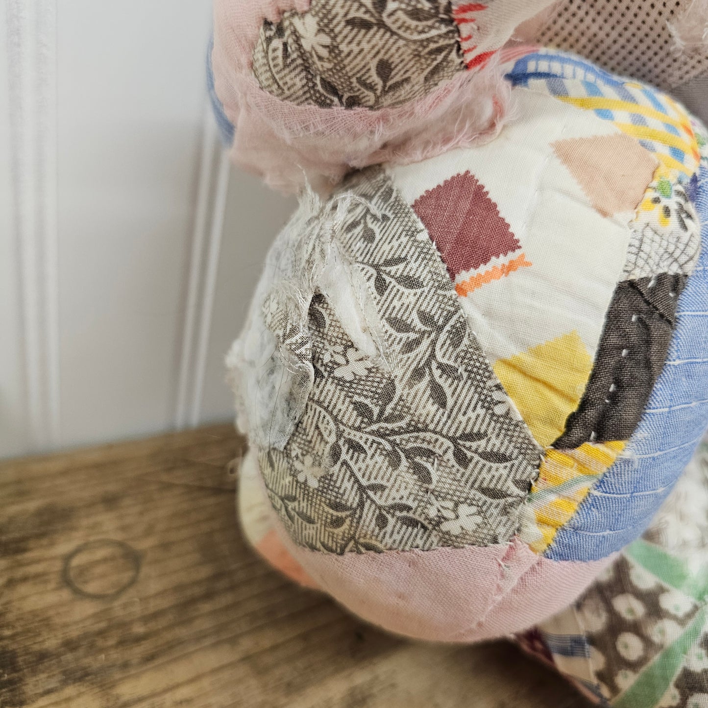 Quilted rabbit, missing a leg, as is