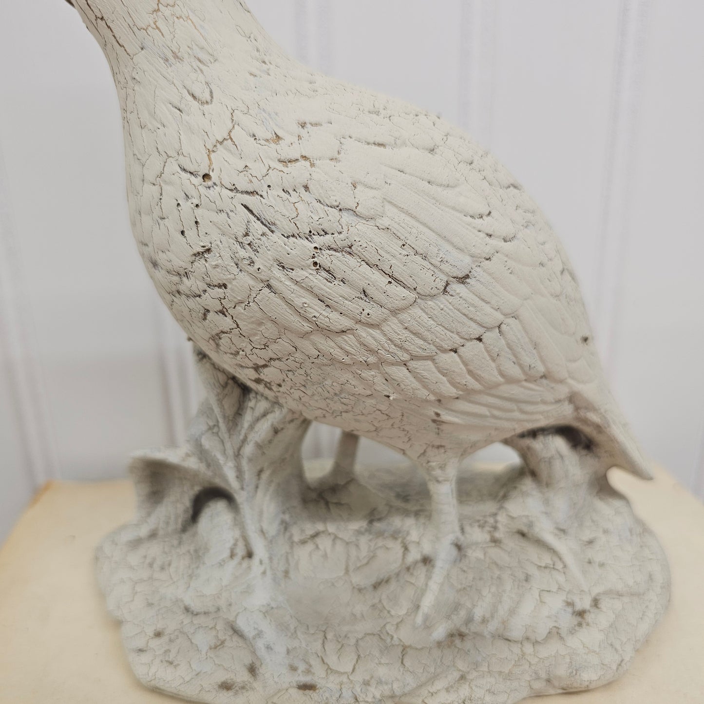 gold and white Crackle ceramic quail