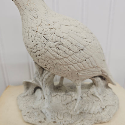 gold and white Crackle ceramic quail