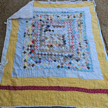 Checkered handmade quilt - as is, approx 75" x 65"